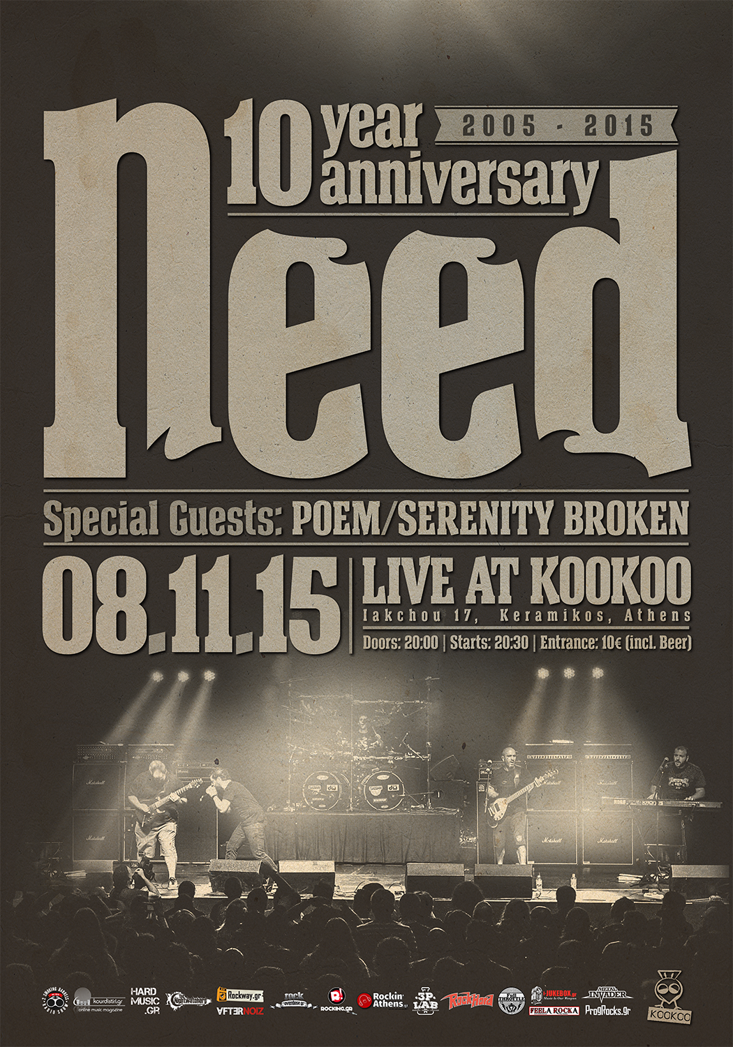 08.11.2015 – NEED (10 year anniversary live) / Special guests: Poem, Serenity Broken