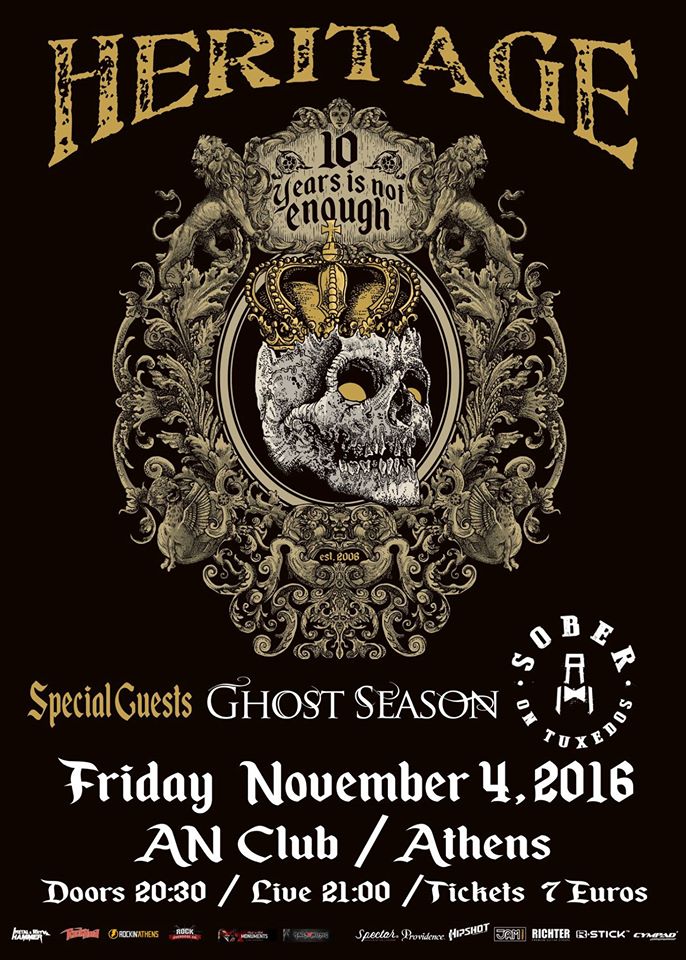 04.11.2016 – Heritage / Special Guests: Ghost Season / Sober On Tuxedos
