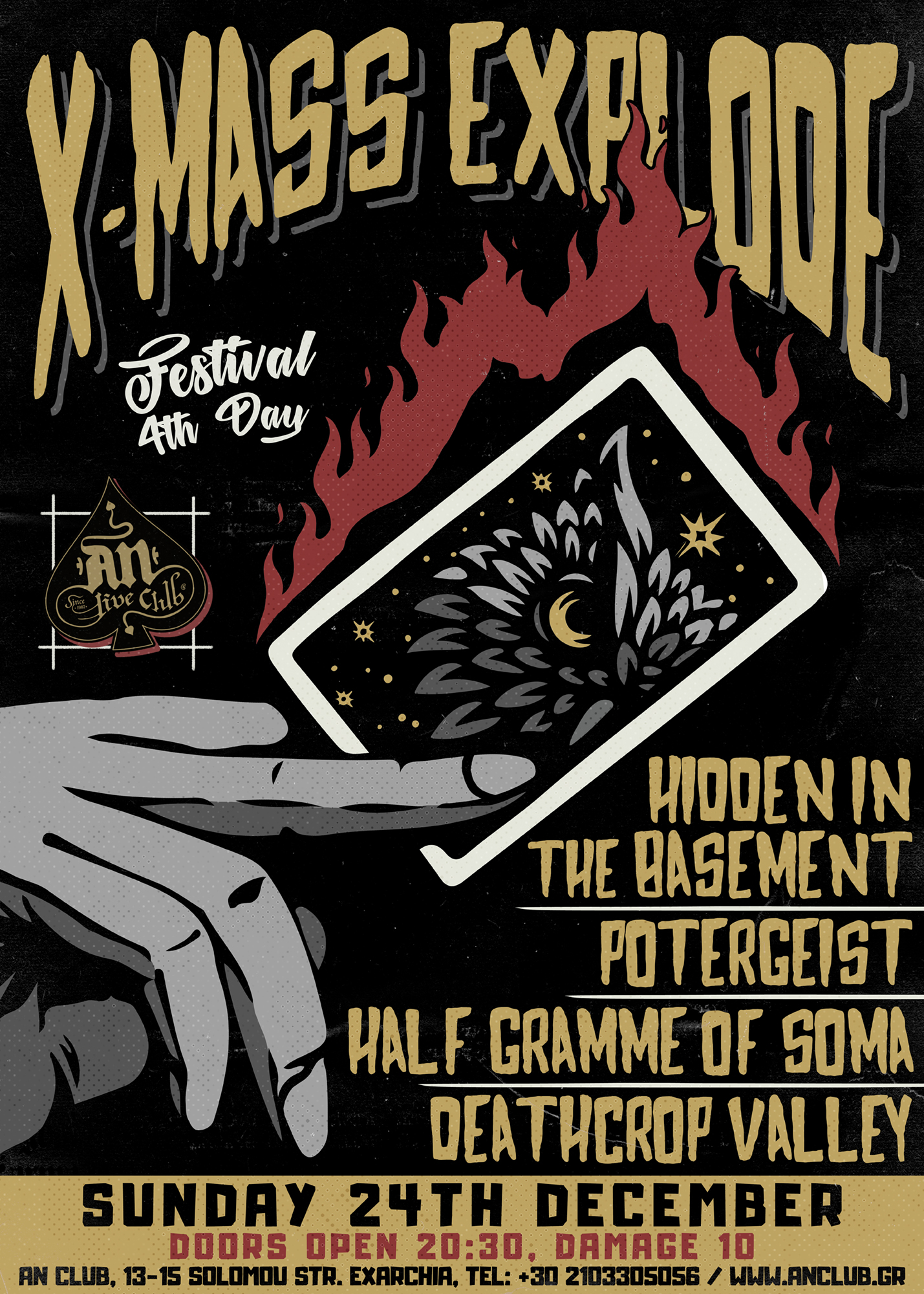 24.12.2017 – X-mass Explode Fest / Day 4: Hidden In The Basement, Potergeist, Half Gramme Of Soma, Deathcrop Valley